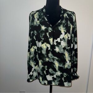 Simply Vera Wang Elegant Black and Green Women's Top Large